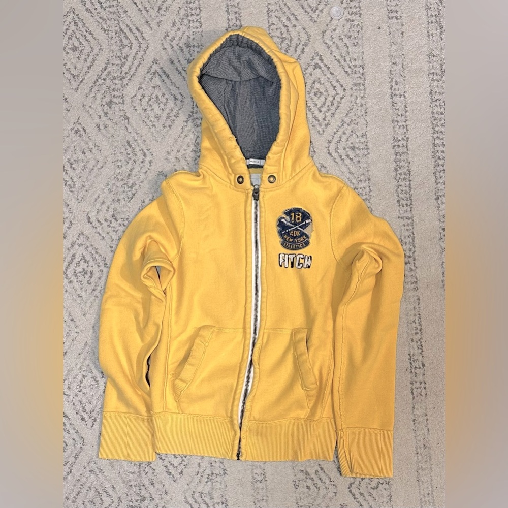 🔥VINTAGE🔥 Abercrombie & Fitch Yellow Zip-Up Muscle Sweater | Sz Small Men’s